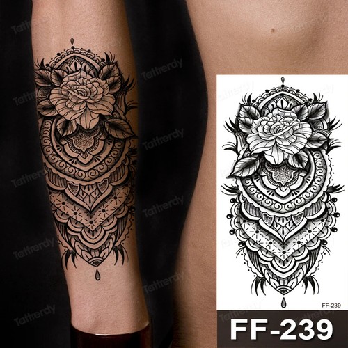Mandala rose temporary tattoo - mandala,