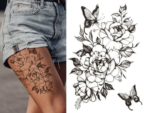 Temporary tattoo black rose - tattoo,