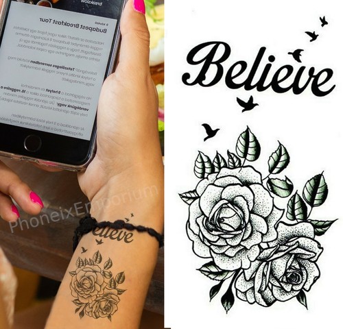 Temporary tattoo black roses - temporary,