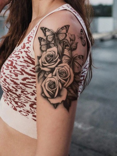 Temporary tattoo women rose - women,