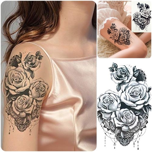Black lace rose temporary - lace,