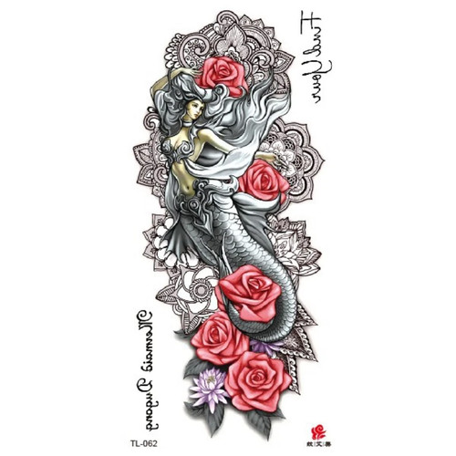 Mermaid rose temporary tattoo - mermaid,