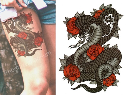 Temporary tattoo red roses - temporary, and